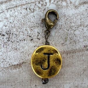 Boho “ J “ Vintage Gold Circle Letter J Charm